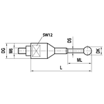 ITP Straight Styli - Type C - Carbide Ball - M6 Thread x 59mm Overall Length - THM6H0216059