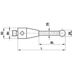 ITP Straight Styli - Type A - Ruby Ball - M4 Thread x 79mm Overall Length - TKM408007079