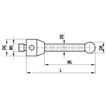 ITP Straight Styli - Type A - Ruby Ball - M5 Thread x 129mm Overall Length - TKM508012125