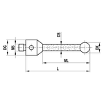 ITP Straight Styli - Type A - Ruby Ball - M5 Thread x 114.5mm Overall Length - TKM508019114