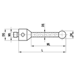 ITP Straight Styli - Type A - Silicon Nitride Ball - M5 Thread x 54mm Overall Length - TKM5S6011054