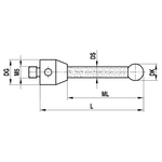 ITP Straight Styli - Type A - Silicon Nitride Ball - M5 Thread x 129mm Overall Length - TKM5S8012125