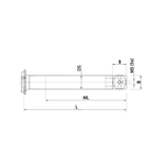 ITP Adaptor Plate Extension titanium Stem Material - M5 Thread x 241.5mm Overall Length - TVM501815200