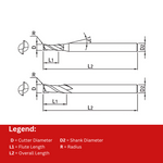 Widin Carbide Radius End Mill - 2 Flute Long Shank - 8mm x 1.5mm (8mm Shank)
