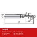 Widin Carbide End Mill - 4 Flute Square Edge Long Neck 1mm x 4mm thumbnail 2