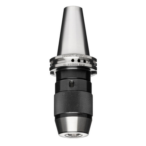 Omega Products DV40 Drill Chuck APU13 Integral Keyless - DIN69871 - 100mm Gauge Length