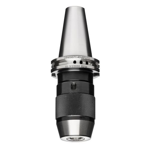 Omega Products DV40 Drill Chuck APU16 Integral Keyless - DIN69871 - 120mm Gauge Length