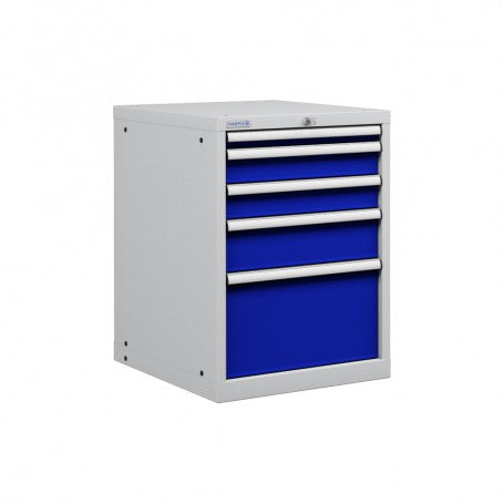 Polstore Cabinet Combo - 5 Drawers 27x36EH - 90% Extension - Light Grey/Dark Blue - 564mm(w) x 800mm(h)