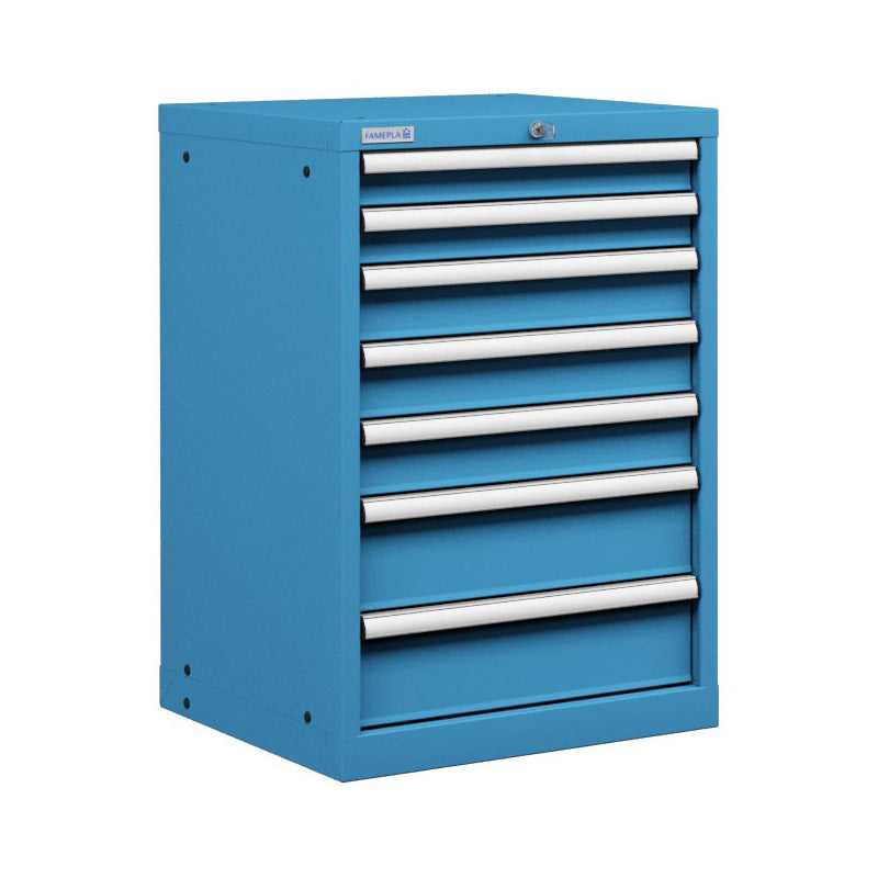 Polstore Cabinet - 7 Drawers 27x27EH - 90% Extension - Light Blue - 564mm(W) x 572mm(D) x 850mm(H)