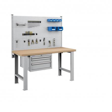 Polstore Workbench Combo - 3 Draws & 3 Panels Multiplex Top - Light Grey - 1500mm(w) x 750mm(d)