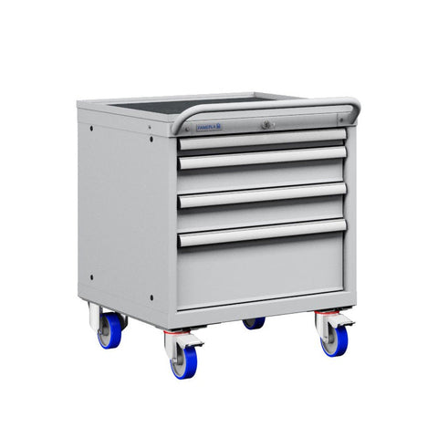 Polstore Mobile Cabinet - 4 Drawers 27x27EH - Light Grey - 572mm(W) x 627mm(D) x 705mm(H)