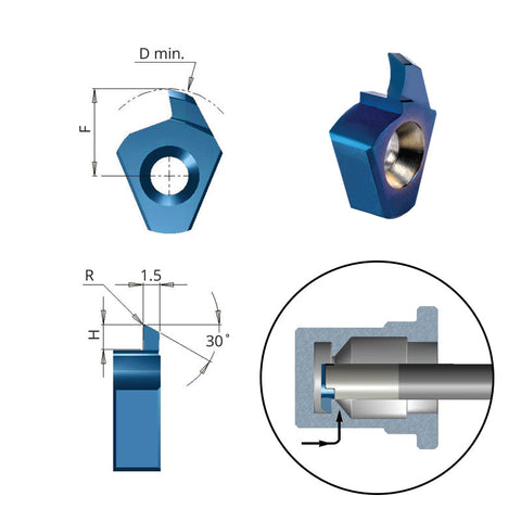 Carmex Small Indexable Carbide Insert Back Turning - T8 - 9.4mm Min Bore - R0.2
