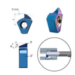 Carmex Small Indexable Carbide Insert Boring & Profiling - T8 - 47° - 9.2mm Min Bore - R0.1