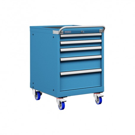 Polstore Mobile Cabinets - 5 Drawers 27x36EH - 90% Extension - Light Blue - 572mm(W) x 780mm(D) x 872mm(H)