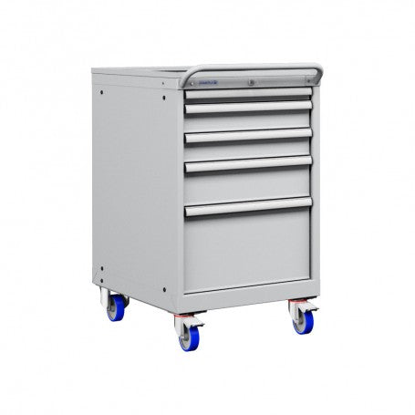 Polstore Mobile Cabinet - 5 Drawers 27x36EH - 100% Extension - Light Grey - 572mm(W) x 780mm(D) x 972mm(H)