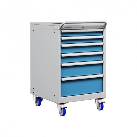 Polstore Mobile Cabinet - 6 Drawers 27x36EH - 90% Extension - Light Grey/Light Blue - 572mm(W) x 780mm(D) x 972mm(H)