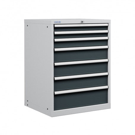 Polstore Cabinets - 7 Drawers 36x36EH - 90% Extension - Light Grey/Dark Grey - 717mm(W) x 725mm(D) x 1000mm(H)