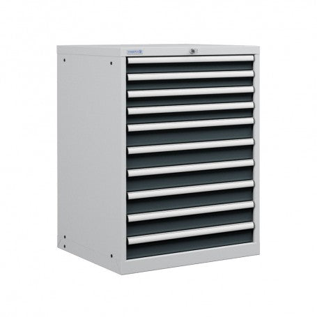 Polstore Cabinet - 10 Drawers 36x36EH - 100% Extension - Light Grey/Dark Grey - 717mm(W) x 725mm(D) x 1000mm(H)