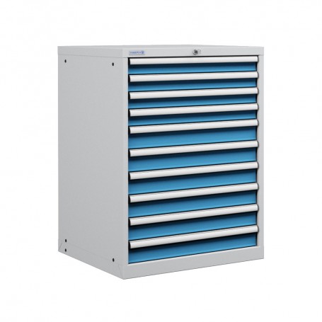 Polstore Cabinet - 10 Drawers 36x36EH - 100% Extension - Light Grey/Light Blue - 717mm(W) x 725mm(D) x 1000mm(H)