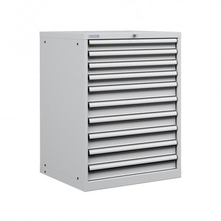 Polstore Cabinet - 10 Drawers 36x36EH - 100% Extension - Light Grey - 717mm(W) x 725mm(D) x 1000mm(H)