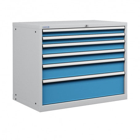 Polstore Cabinet - 6 Drawers 54x36EH - 90% Extension - Light Grey/Light Blue - 1023mm(W) x 725mm(D) x 1000mm(H)