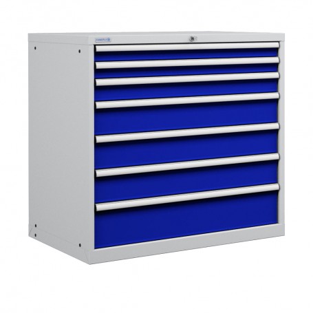 Polstore Cabinet - 7 Drawers 54x36EH - 90% Extension - Light Grey/Dark Blue - 1023mm(W) x 725mm(D) x 1000mm(H)