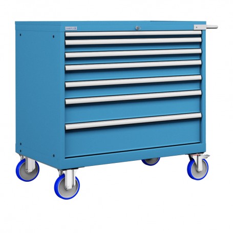 Polstore Mobile Cabinet - 7 Drawers 54x36EH - 100% Extension - Light Blue - 1108mm(W) x 733mm(D) x 1040mm(H)