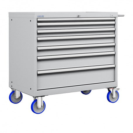 Polstore Mobile Cabinet - 7 Drawers 54x36EH - 100% Extension - Light Grey - 1108mm(W) x 733mm(D) x 1040mm(H)