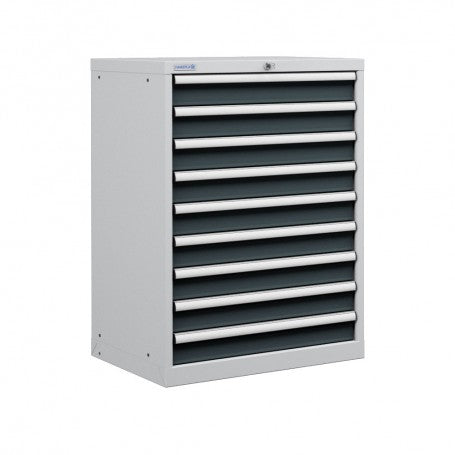 Polstore Cabinet - 9 Drawers 36X27EH (9X100mm) - 100% Extension - Light Grey/Dark Grey - 717mm(W) x 572mm(D) x 1000mm(H)