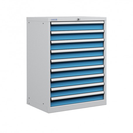 Polstore Cabinet - 9 Drawers 36x36EH (9x100mm) - 90% Extension - Light Grey/Light Blue - 717mm(W) x 725mm(D) x 1000mm(H)