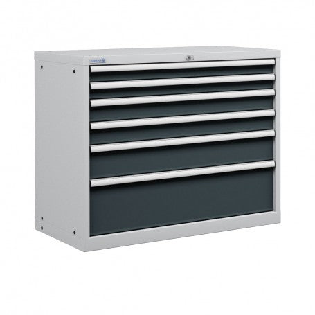 Polstore Cabinet - 6 Drawers 54x27EH - 100% Extension - Light Grey/Dark Grey - 1023mm(W) x 572mm(D) x 850mm(H)