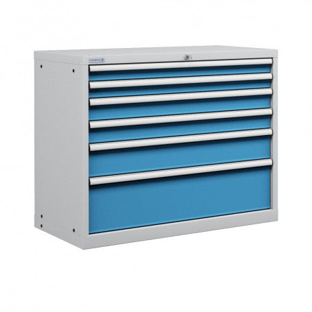 Polstore Cabinet - 6 Drawers 54x27EH - 100% Extension - Light Grey/Light Blue - 1023mm(W) x 572mm(D) x 850mm(H)