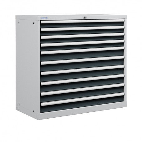Polstore Cabinet - 10 Drawers 54x27EH - 100% Extension - Light Grey/Dark Grey - 1023mm(W) x 572mm(D) x 1000mm(H)