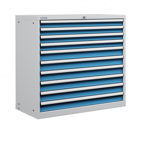 Polstore Cabinet - 10 Drawers 54x27EH - 100% Extension - Light Grey/Light Blue - 1023mm(W) x 572mm(D) x 1000mm(H)