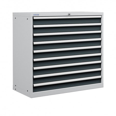 Polstore Cabinet - 9 Drawers 54x36EH - 100% Extension - Light Grey/Dark Grey - 1023mm(W) x 725mm(D) x 1000mm(H)