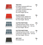 Polstore Cabinet Combo - 5 Drawers 27x36EH - 90% Extension - Light Grey/Light Blue - 564mm(w) x 800mm(h)