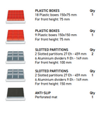 Polstore Cabinet Combo - 6 Drawers 27x27EH - 90% Extension - Light Grey/Red - 564mm(w) x 800mm(h)