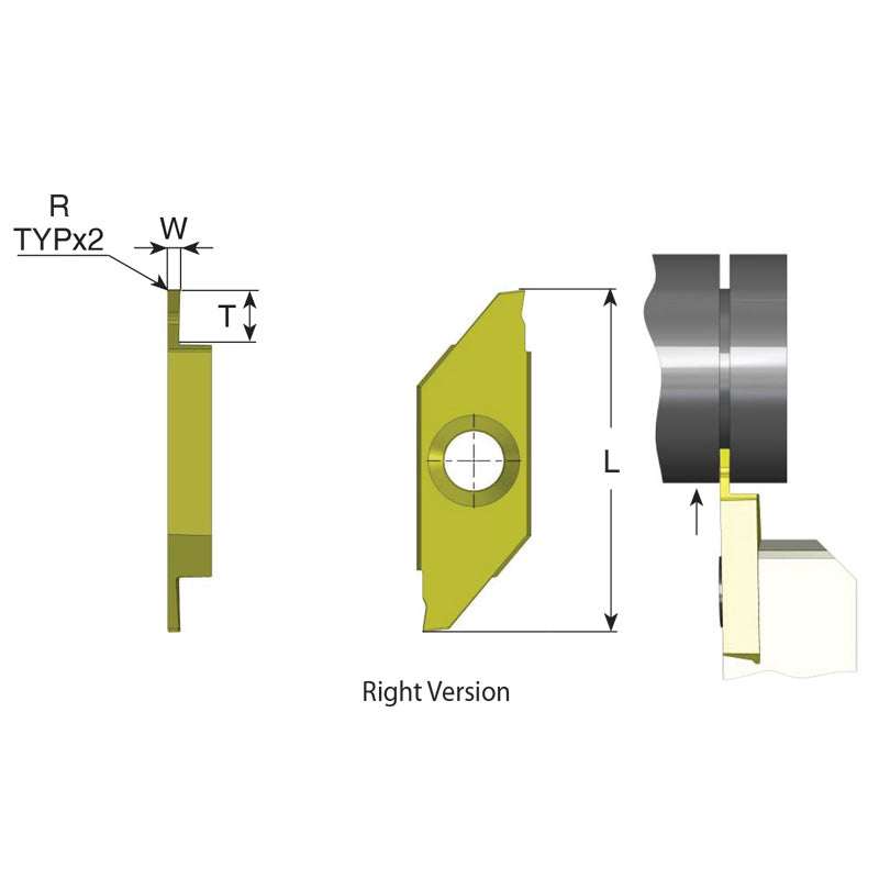 Carmex Polygon Swiss Line Insert - Full Radius Grooving & Profiling - Right Hand - GR25RR02T15BLU