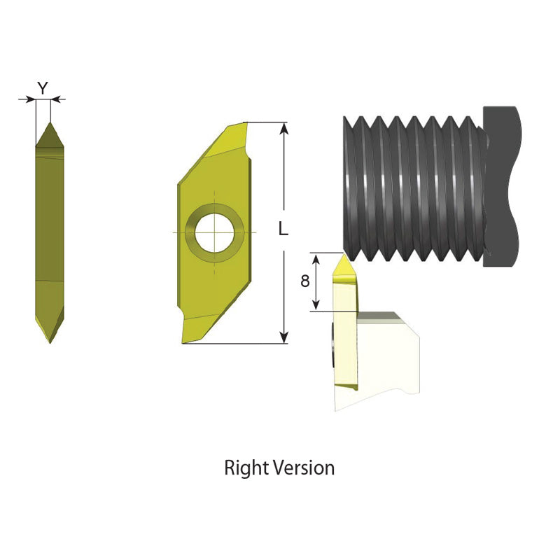Carmex Polygon Swiss Line Insert - Threading (ISO) - Right Hand - GT25R0.5ISOBLU