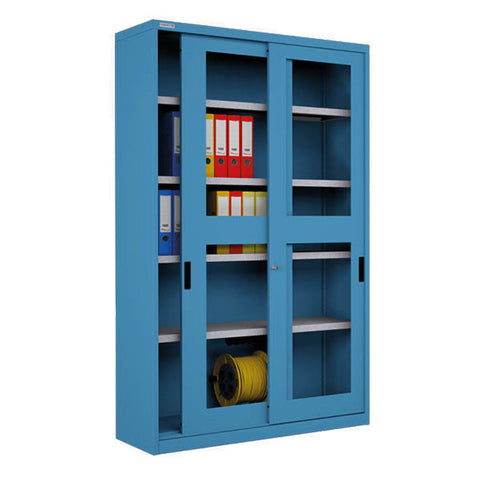 Polstore Cabinet With Sliding Doors - Type 2 - Light Blue - 1200mm(W) x 450mm(D) x 2000mm(H)