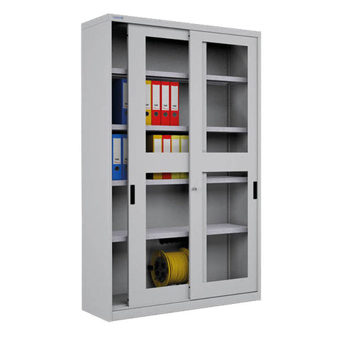 Polstore Cabinet With Sliding Doors - Type 2 - Light Grey - 1200mm(W) x 450mm(D) x 2000mm(H)